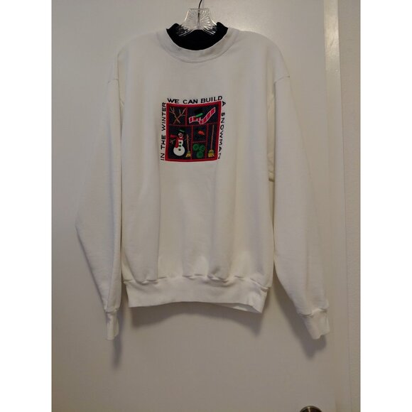 Vintage Christmas Sweatshirt M&C Energy Sportswear Snowman USA Made White Large - Picture 9 of 9